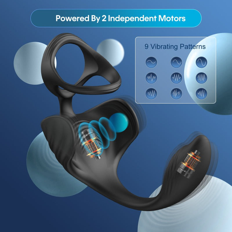 9 Vibrations Penis Ring Butt Plug Prostate Massager with App & Remote Control