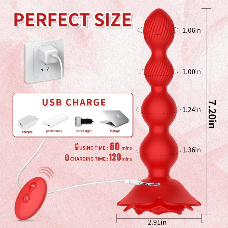 10 Rotating Twist and Vibrating Beads Anal Butt Plug