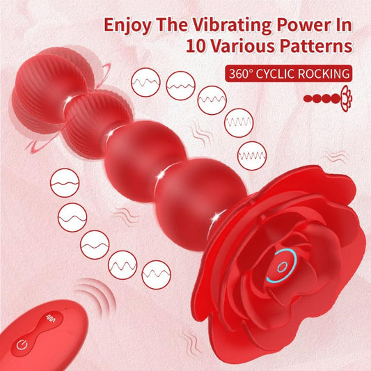 10 Rotating Twist and Vibrating Beads Anal Butt Plug