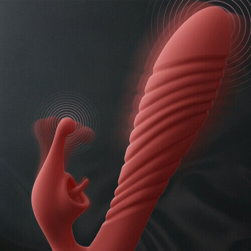 2-Motor Mini-Mouth Branch Vibration Heating Vibrator