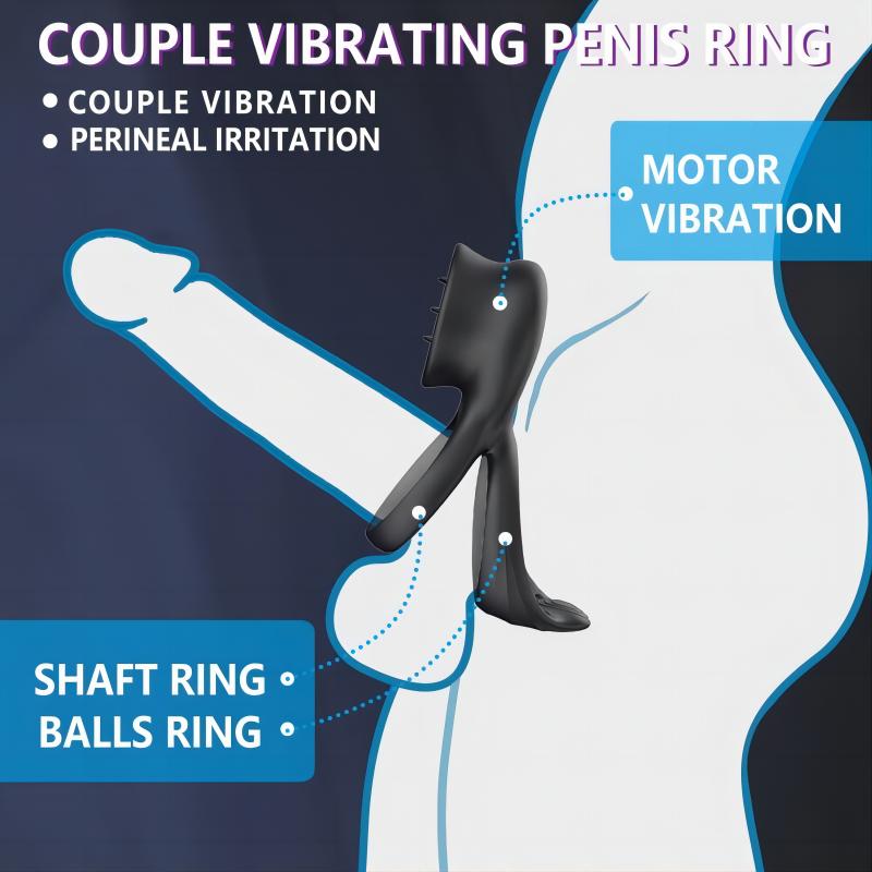 7-Mode Vibration Stimulating Tongue Double Cock Ring for Couple