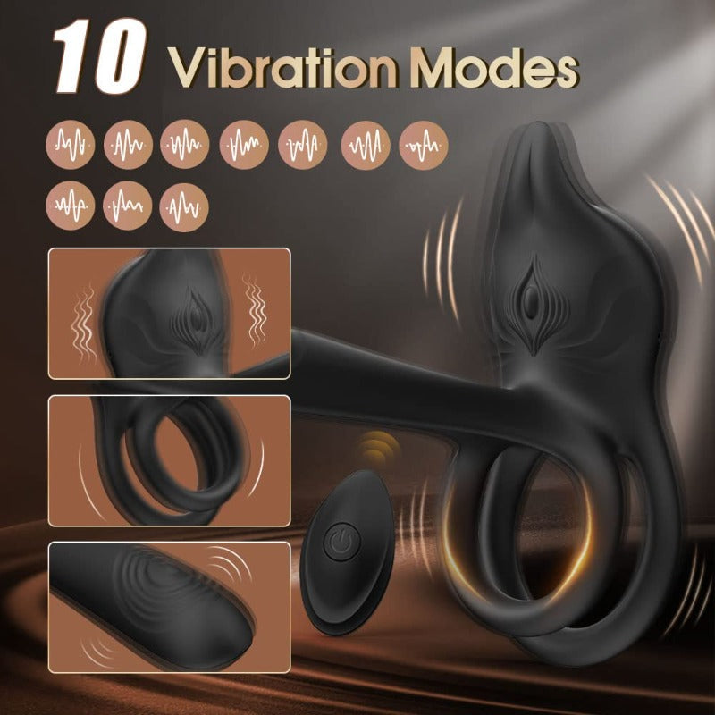 3 in 1 Vibrating Cock Ring With G-Spot and Clitoral Stimulator