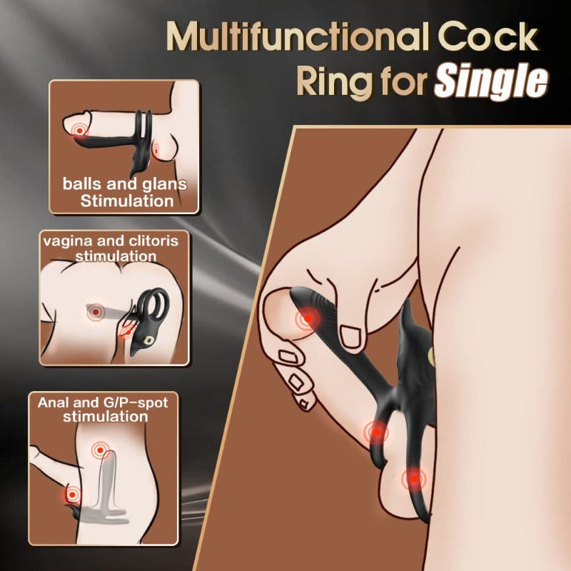 3 in 1 Vibrating Cock Ring With G-Spot and Clitoral Stimulator