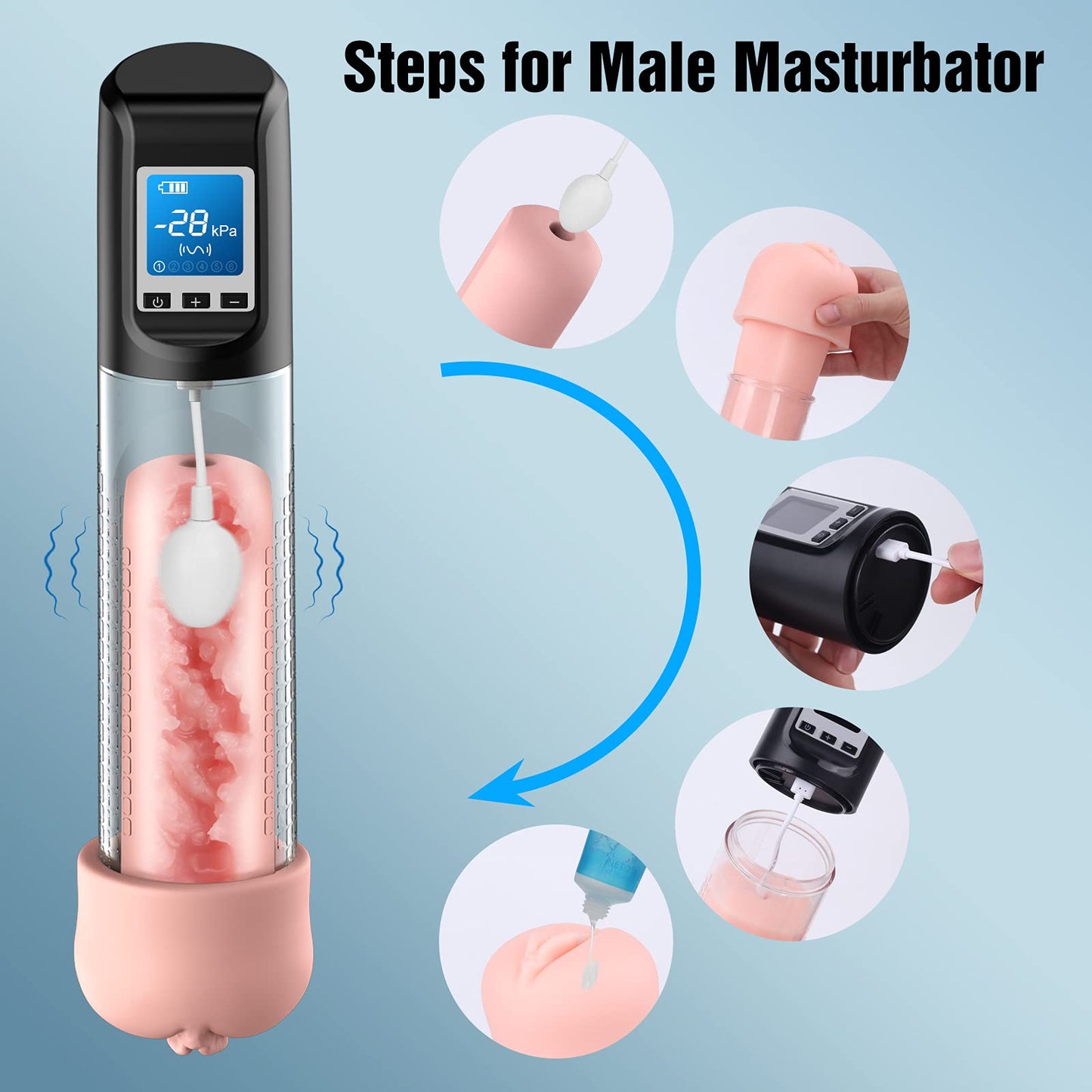 6 Suction 9 Vibration Vacuum Penis Pump With Pocket Pussy